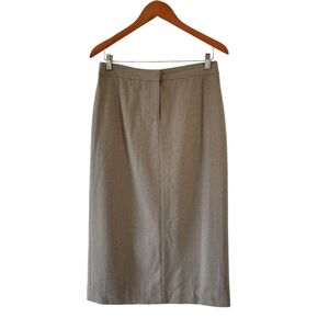 VTG Petite Sophisticate Neutral Oatmeal Wool Blend A-Line Midi Skirt Sz 8 Career